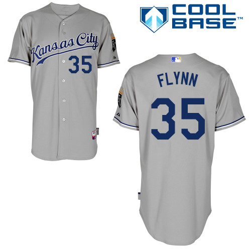 Brian Flynn #35 Youth Baseball Jersey-Kansas City Royals Authentic Road Gray Cool Base MLB Jersey
